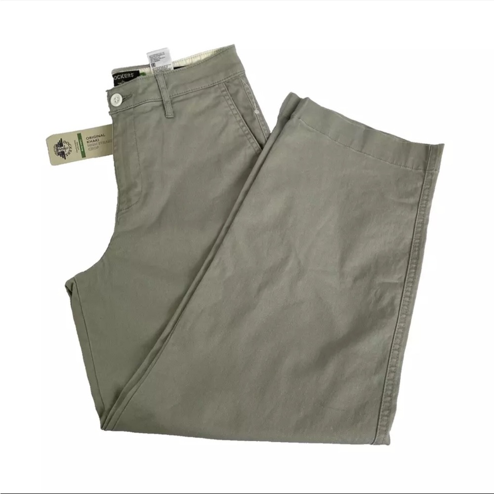 New Women’s Dockers High Straight Crop Original Khaki Pants Sz 26R Cotton Hemp‎